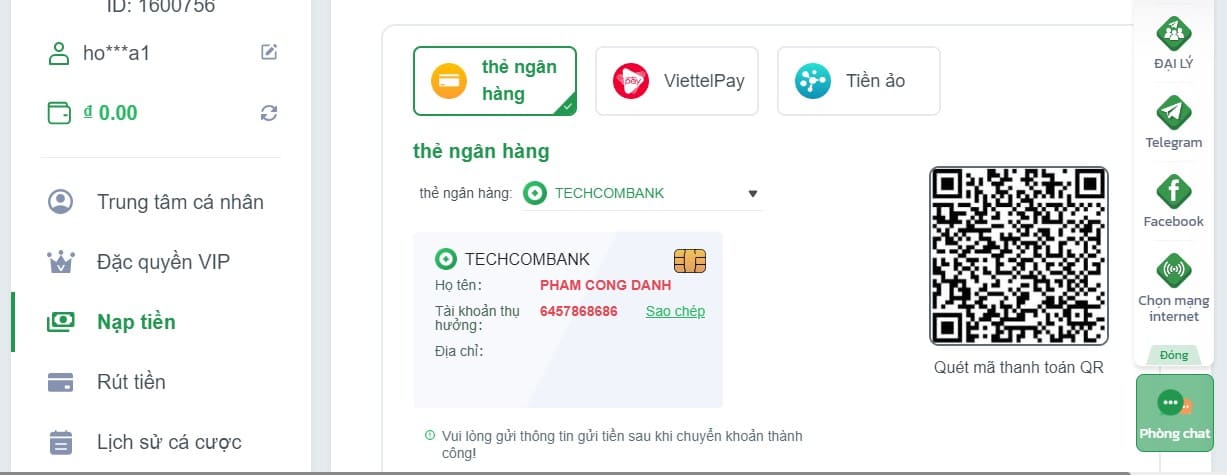 Nạp tiền ONBET 