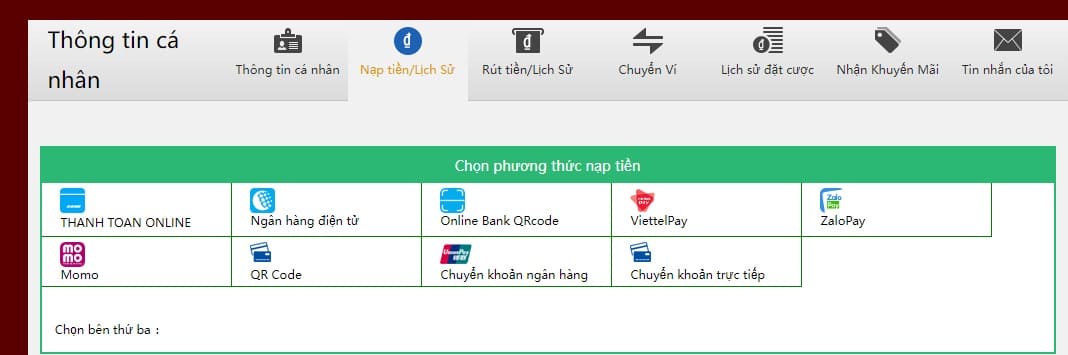 Nạp tiền W38BET 