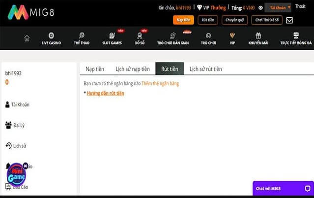 Rút tiền mig8