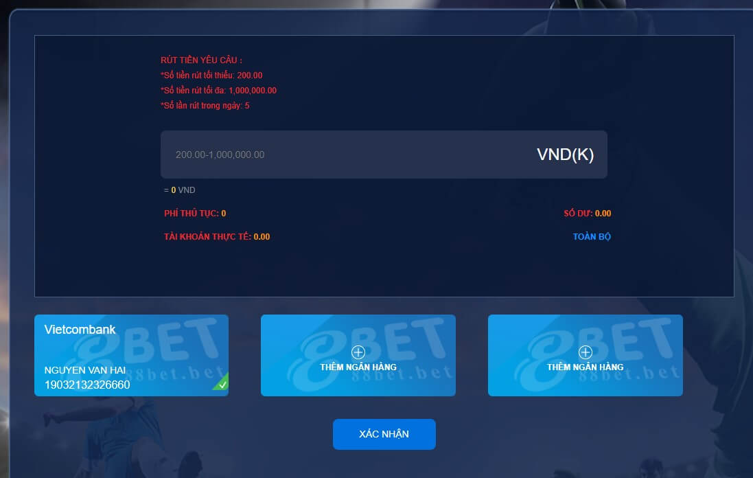 Rút tiền 88bet 